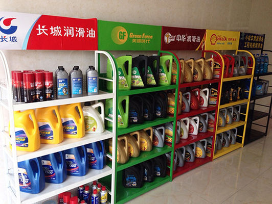 Να τοποθετήσει σε ράφι συνήθειας πράσινο κίτρινο λευκό ραφιών επίδειξης εξαρτημάτων αυτοκινήτων υπεραγορών