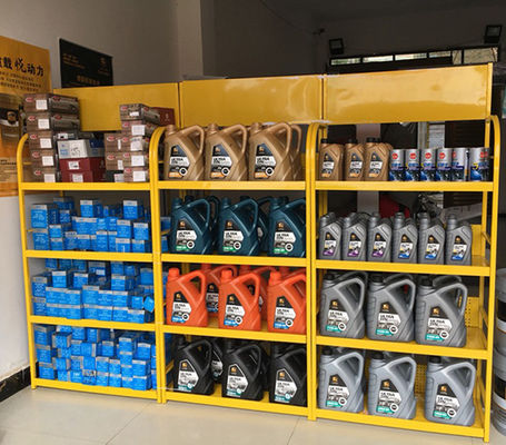 Να τοποθετήσει σε ράφι συνήθειας πράσινο κίτρινο λευκό ραφιών επίδειξης εξαρτημάτων αυτοκινήτων υπεραγορών