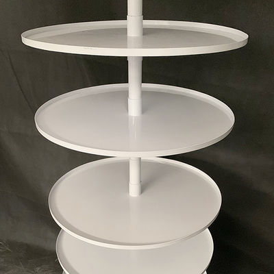 Πλάτος 600mm ύψος 1810mm περηστρεφόμενο σκευοθέσιο επίδειξης, στρογγυλό λευκό στάσεων επίδειξης μετάλλων
