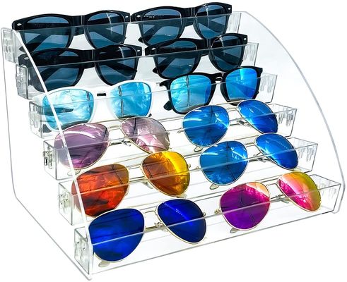 Tabletop σαφής δίσκος αποθήκευσης Eyewear στάσεων επίδειξης γυαλιών ηλίου κατόχων 6 στρώμα