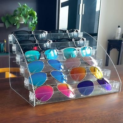 Tabletop σαφής δίσκος αποθήκευσης Eyewear στάσεων επίδειξης γυαλιών ηλίου κατόχων 6 στρώμα